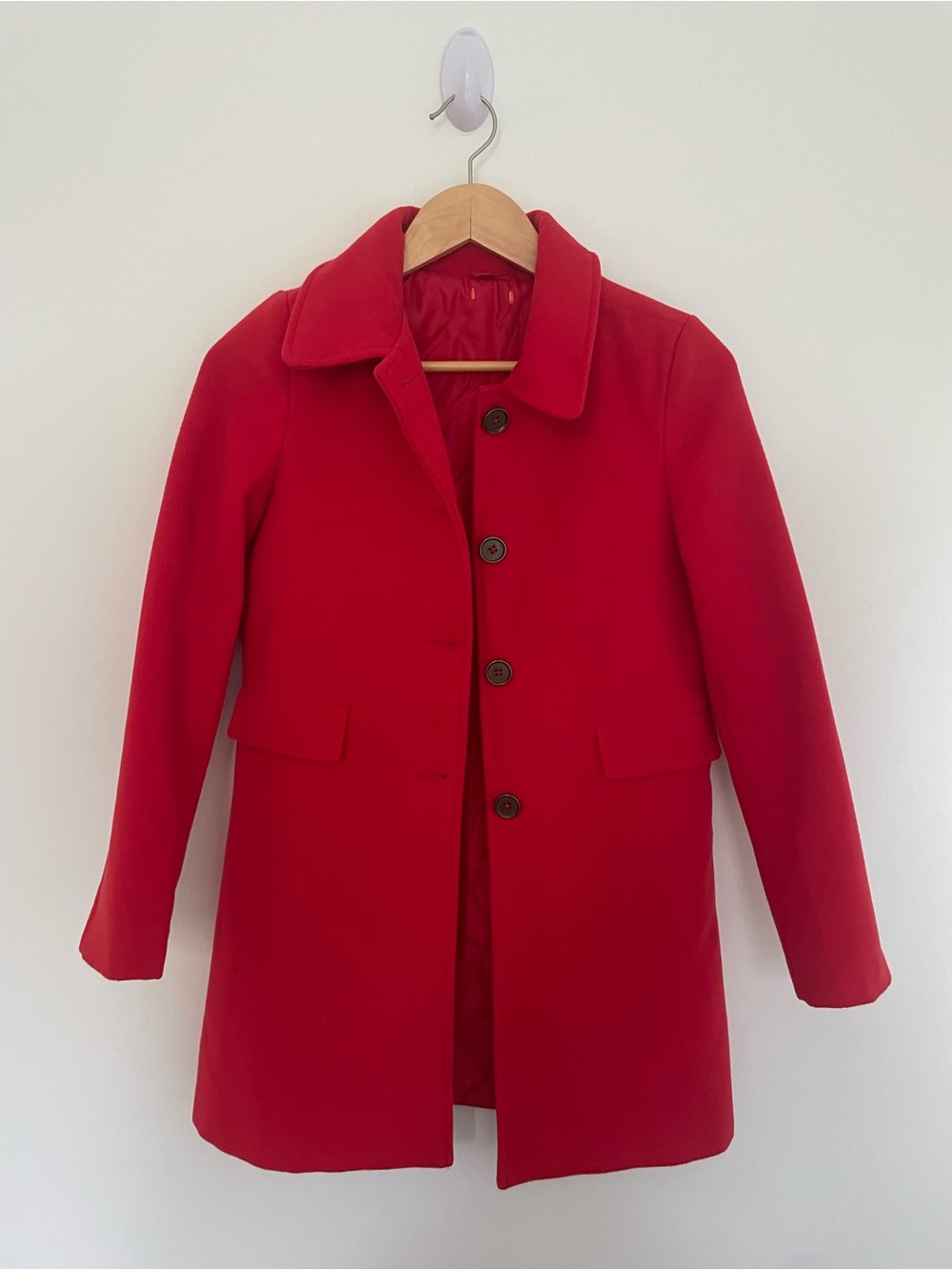 Joe Fresh Girls Red Pea Coat with Button Front